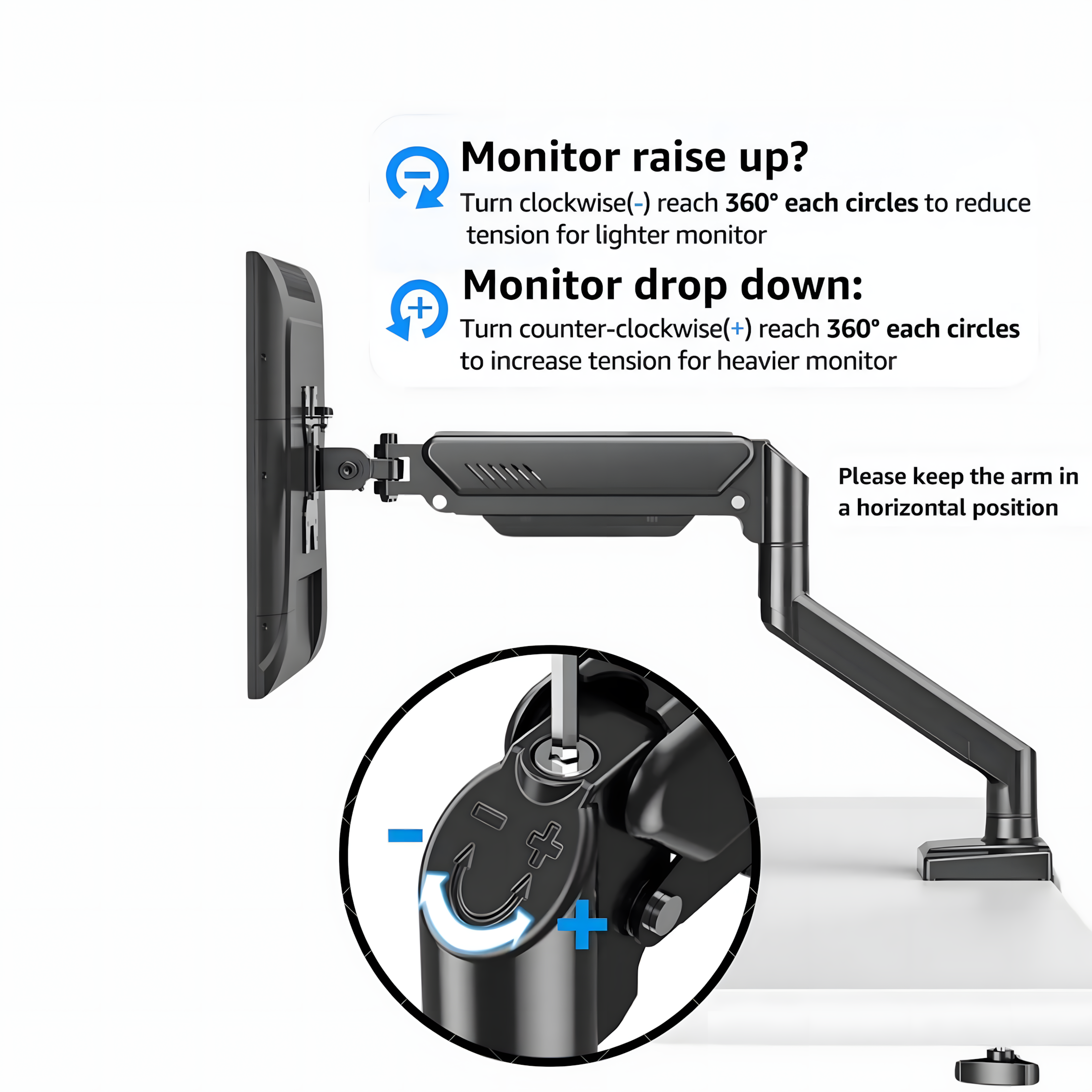 the Aryl™ Gas Spring Monitor Arm Pro
