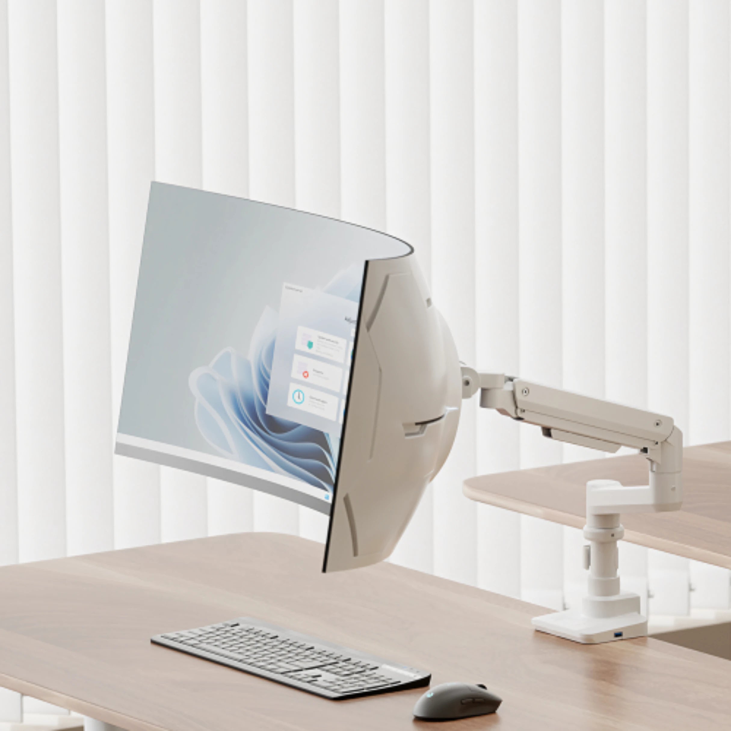 the Aryl™ Fabulous Pole-Mounted Heavy-Duty Gas Spring Monitor Arm With USB-A/USB-C Ports