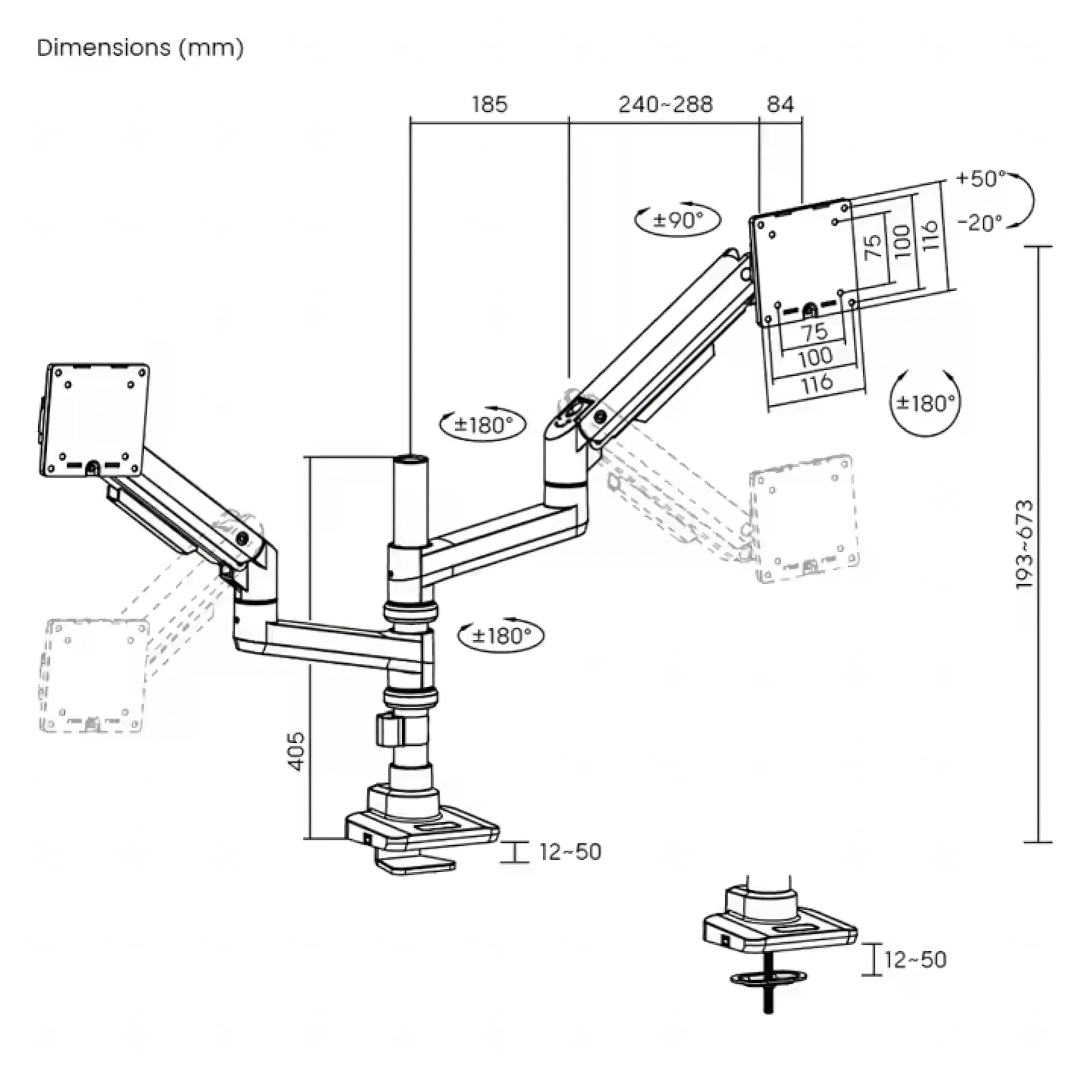 the Aryl™ Fabulous Pole-Mounted Heavy-Duty Gas Spring Monitor Arm With USB-A/USB-C Ports