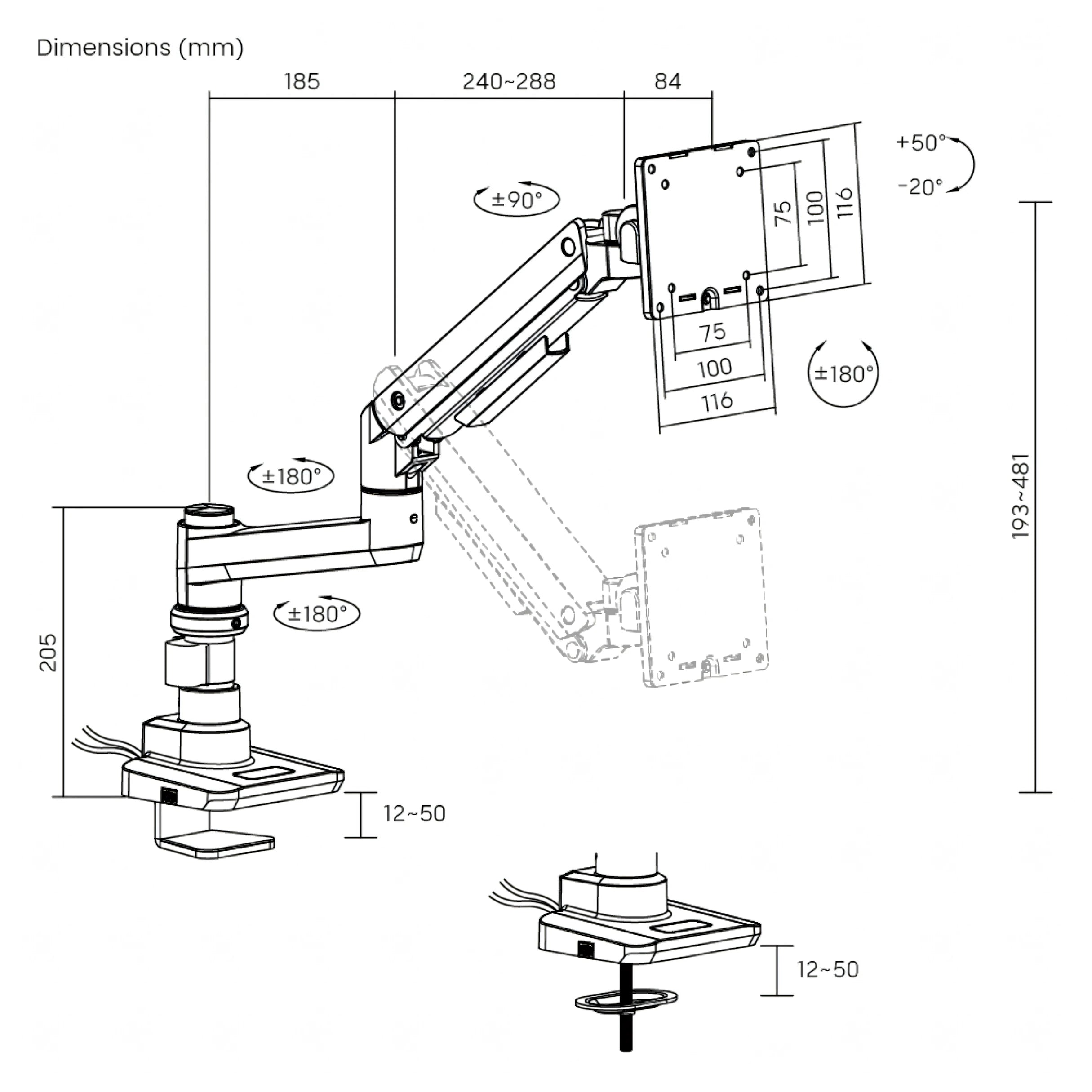 the Aryl™ Fabulous Pole-Mounted Heavy-Duty Gas Spring Monitor Arm With USB-A/USB-C Ports