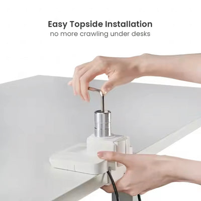 the Aryl™ Fabulous Pole-Mounted Heavy-Duty Gas Spring Monitor Arm With USB-A/USB-C Ports