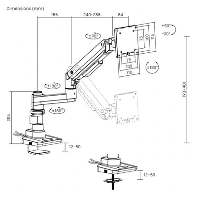 the Aryl™ Fabulous Pole-Mounted Heavy-Duty Gas Spring Monitor Arm With USB-A/USB-C Ports